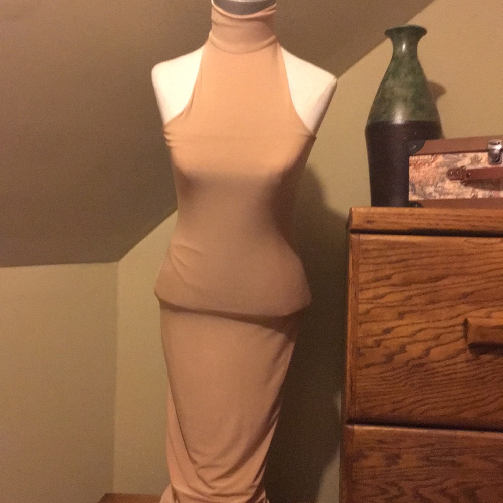 Nude turtleneck dress